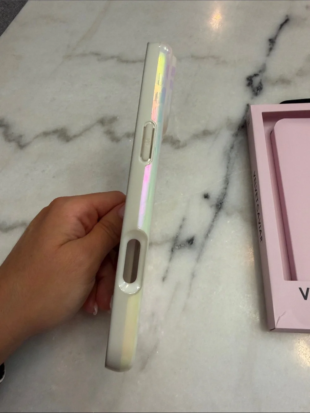 Velvet Caviar Iridescent Pastel Leopard Phone Case - Pink Green Pearl